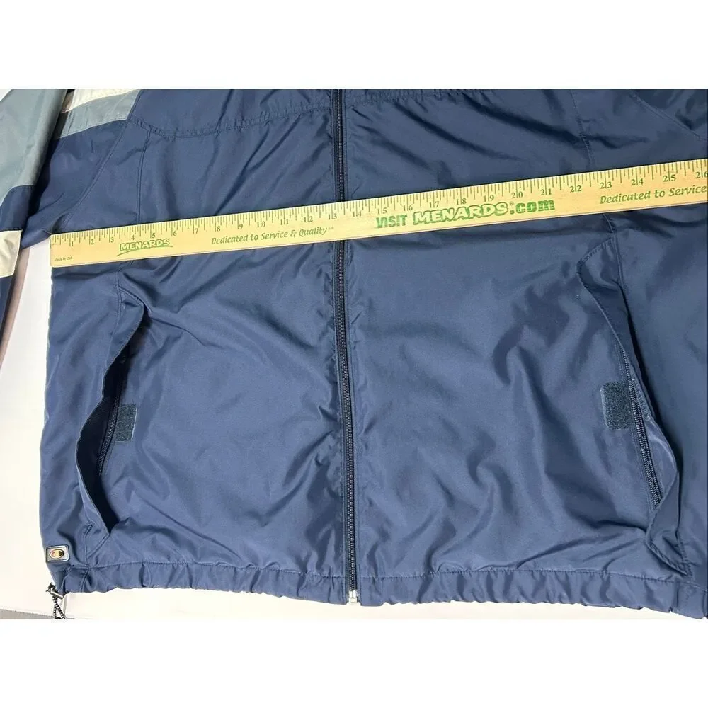 Vintage Champion Windbreaker Men's XL Navy Blue Grey White Stripe Full Zip Y2K A
